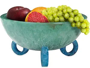 Folkulture Fruit Bowl for Kitchen Counter, 9" Resin Decorative Bowl, Centerpiece Table Decorations, Fruit Basket for Coffee Table Dcor, Kitchen Counter Dcor, Pedestal Bowl