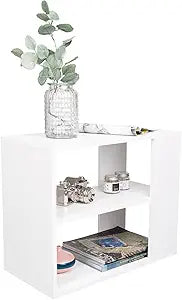 Gardin 19.7" High Side Table with Two Storage Shelves, Modern End Table and Sofa Table for Living Room or Outdoor Use, Compact Accent Table with Open Shelving and Decorative Display Space