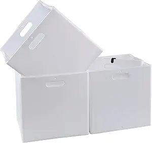 Morcte 4-Pack Large Collapsible Plastic Storage Cubes Organizer, White Cube Storage Bins, 11.93" x 11.93"x 12.99"