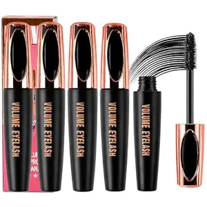 4D Silk Fiber Mascara, Waterproof & Smudge Proof, Volumizing Lash (4 Packs)