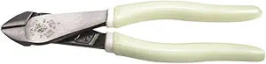 Klein Tools D200028GLW Pliers, Made in USA, Hi-Viz Diagonal Cutting Pliers with Short Jaws and Glow in the Dark Handles, 8-Inch