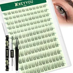 KEYYOU Lash Clusters Kit Fluffy Natural Eyelash Clusters for Everyday Style