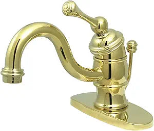 Kingston Brass KB3402BL Victorian 4-Inch Centerset Lavatory Faucet, Polished Brass with Metal lever handle