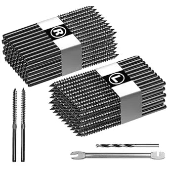 100 Pack Swage Lag Screws for Cable Railing Kit, 1/8" Cable Railing Hardware with T316 Stainless Steel Left and Right Handed Thread for Deck Stair Wood Post Railing System (Black)