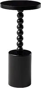 COZAYH Farmhouse Pedestal End Table, Rustic Wood Drink Table with Base, Round Martini Table for Small Space Living Room, Bedroom, Black