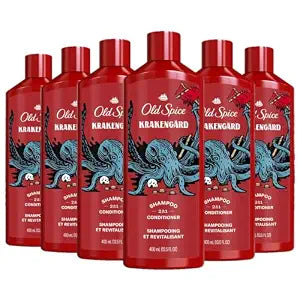 Old Spice Mens 2-in-1 Shampoo and Conditioner Set, Krakengard, For All Hair Types, Healthier, Fuller, More Moisturized Looking Hair, 13.5 fl oz Each (Pack of 6)