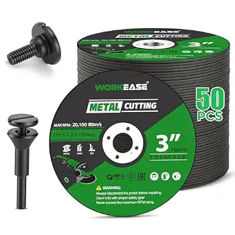 50 Pack 3 Inch Metal Cut Off Wheel Discs with 1/4" Mandrel