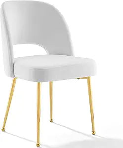 Modway Rouse Performance Velvet Dining Side Chair in White