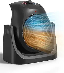 2 in 1 Heater Fan Combo, Portable Space Heater Cooling Desk Fan, Air Circulator Fan 45┬░ Tilt, 2 Wind Speeds, 1500W Overheat Protection Personal Small for Home Office Black