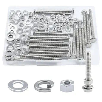 1/4-20x2" Hex Head Screw Bolt(20PCS), Lock Nuts,Flat & Lock Washers Kits,304 Stainless Steel 18-8,Fully Threaded
