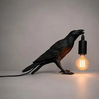 CROWSONG Gothic Raven Lamp  Crow Lamp with Adjustable Brightness, Dimmable Ambient Lighting, Black Bird Decor, Dark Academia Style, Vintage Filament E12 LED Bulb, Unique Home Accent Gift