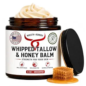Wrath & Remedy Beef Tallow and Honey Balm, Handcrafted, Unscented, 4 oz