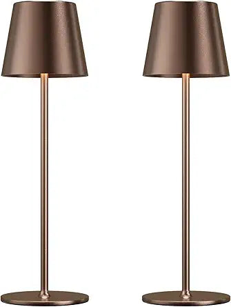 Cordless Table Lamp Rechargeable Brown - KK 2 Pack 5000mAH Battery Operated Lamp for Counter, 3 Color Stepless Dimming Wireless Lamp for Dining Table, Kitchen Counter, Outdoor Patio, Touch Control