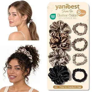 YANIBEST Satin Scrunchies, Prevent Breakage and Frizz, 8 Pack