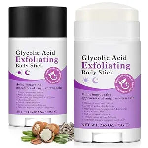Glycolic Acid Body Scrub Stick for Rough & Bumpy Skin - 7% AHA + 0.5% BHA Exfoliating Stick with Shea Butter, Gentle Chemical Exfoliator for Arms, Legs, Back, 2.65oz for Men & Women
