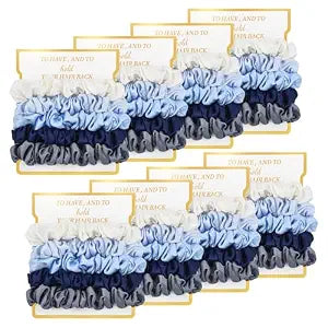 8 Pack Bridesmaid Gifts Satin Bridesmaid Scrunchies Soft Hair Ties Bachelorette Party Favors Hair Accessories for Women Bridesmaid Proposal Gift (Gradient Blue)
