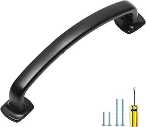 Ravinte Arch Cabinet Pulls Solid 10 Pack 5 Inch Matte Black Kitchen Cabinet Handles Flat Square Foot Curved Drawer Pulls Hardware for Kitchen Cabinet