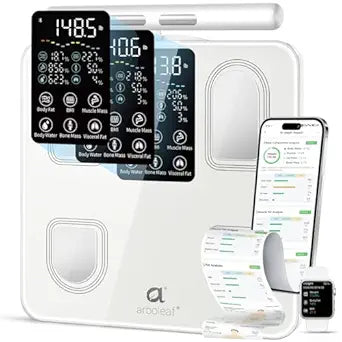 arboleaf Scale for Body Weight, 8-Electrode Smart Scale with BMI, Body Fat, Muscle Mass, Full Body Composition Analyzer, High Precision Digital Bathroom Scale