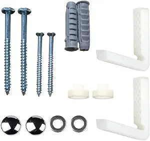 VeeBath Essentials Angled Floor WC Toilet Pan/Bidet Fixing Bolts, Repair Bracket and Screws Bathroom Fitting Kit
