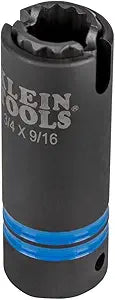 Klein Tools 66031 3-in-1 Slotted Impact Socket, 12-Point Deep Sockets, Coaxial Spring Loaded, 3/4 and 9/16-Inch Hex Sizes, 1/2-Inch Drive