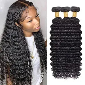 Deep Wave Bundles Human Hair 14 16 18 Inch Brazilian Virgin Curly Bundles