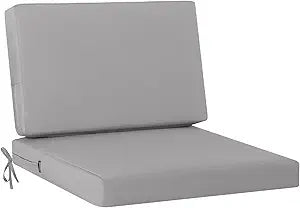 idee-home Outdoor Chair Cushions for Patio Furniture, Outdoor Seat Couch Cushion, Waterproof Hampton Bay Deep Seat Replacement Cushions for Garden Lawn Backyard Deck, 28.5 x 28.5 Grey