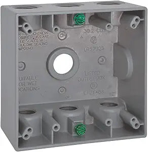 Sigma Engineered Solutions 14352-7 Weatherproof 3/4" 7 Hole 2-Gang Box, Gry
