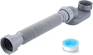 Low Profile 1 1/2 P Trap, Flexible Bathtub Shower Drain Pipe, Flat P Trap Freestanding Tub Drain for Bath