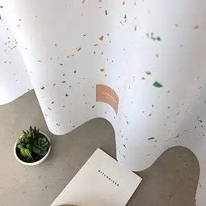Quick-Dry Lightweight Shower Curtain  Made in Korea, Designed for Daily Showers | Splatter-Yellowgreen | 71 W x 74 L