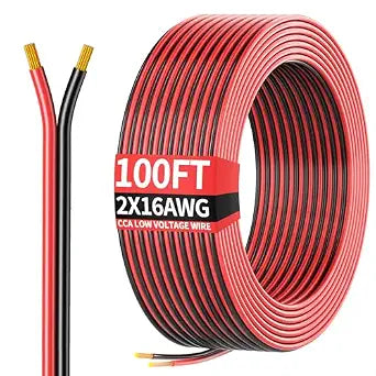 Energeaster 100FT 16AWG, 16 Gauge Red Black Hookup Electrical Wire