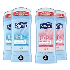 Suave Women's Antiperspirant, Powder & Fresh Bundle, 2.6 oz, 4-Pack