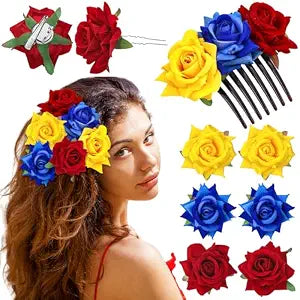 7 Pcs Venezuela Hair Accessories for Women Independence Day Flower