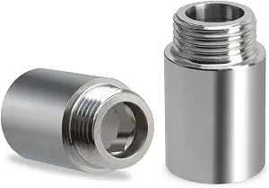 Shower Head Extension Arm,30mm Length 304 Stainless Steel G1/2 Male to G1/2 Female Thread Cast Pipe Fitting Coupler 2-Piece