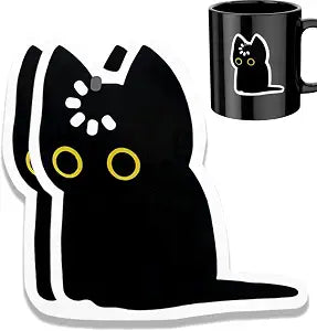 2 Pack Black Cat Void Loading Stickers Funny Cat Loading Decal for Laptop Computer Water Bottle Car Cute Pet Lover Gift Waterproof Vinyl Scratch-Resistant Decor