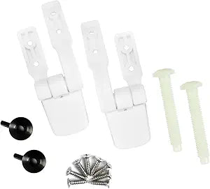 Toilet Seat Hinges White Plastic with Durable Bolts Screws and Nuts, Replacement Toilet Seat Hinge (MFL09A)
