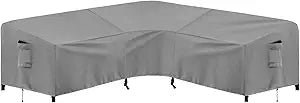 PureFit Outdoor Sectional Sofa Cover Waterproof V Shaped Patio Furniture Covers for Deck, Lawn and Backyard, 89x89, Gray
