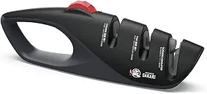 MITSUMOTO SAKARI 3-Stage Japanese Knife Sharpener, Adjustable Kitchen Sharpener with Coarse, Fine & Scissors Slots for Chef Knives, Bread Knives & Shears