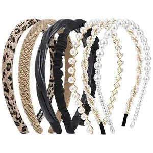 7 Pcs Pearl Headbands for Women, Non Slip Elegant Hair Bands Set