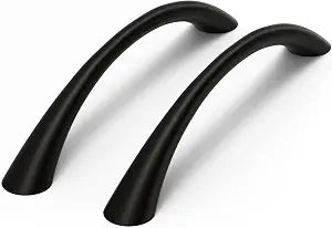 Goldenwarm Curved Cabinet Handles, 5 Inch 10 Pack Black Drawer Pulls, Solid Zinc Alloy Hardware for Dresser Drawer, Smooth Edge and Screws Included