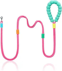Hands Free Dog Leash 5FT Adjustable Waist Leash with NBR Padded Handle & Zinc Alloy Clip Waist/Crossbody Slip Lead Leashes for Walking (Metaverse Peach)
