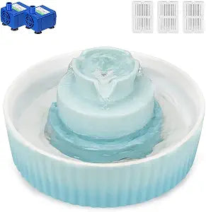 Ceramic Cat Water Fountain, 2.1L/71oz Cupcake Pet Fountain for Dog and Cat Indoor, 2 Ultra Quiet Pumps & 3 Carbon Filters