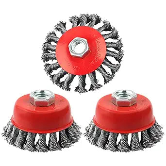 3 Pack Wire Wheel Brush for Angle Grinder, 5/8" Threaded Arbor