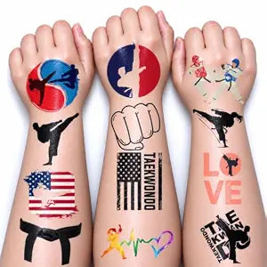 96 Pcs Taekwondo Temporary Tattoos for Kids Party Favors