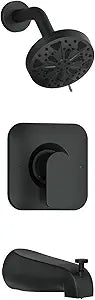 T2473EPBL Matte Black Genta LX Shower Faucet Set Compatible with Moen 2510, Bathroom Trim Kit with Shower Head, Lever Handle and Tub Spout, Posi-Temp Valve Not Included, Heavy Duty Durable Finish