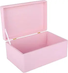 Creative Deco Large Pink Wooden Box Storage with Hinged Lid