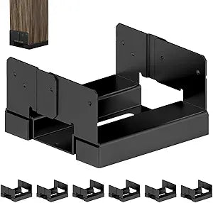 6 PCS 6x6 Black Galvanized Post Base Steel Inter 5.5x5.5 Wood to Concrete Adjustable Post Anchor with 1" Standoff for Deck Patio Gazebo Pergola