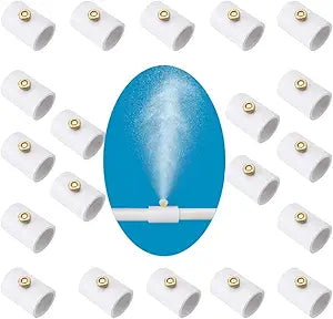 H&G lifestyles 1/2 Inch PVC Mist Nozzle Misting System for Patio Outdoor Mister Coupling PVC Split Section with Mist Nozzle (Pack of 20)