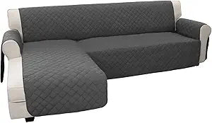 Easy-Going Sectional Couch Covers for Dogs L Shape Sofa Cover Reversible Sofa Slipcover Chaise Lounge Cover Furniture Protector Cover for Pets Dog Cat (Large, Dark Gray/Dark Gray)