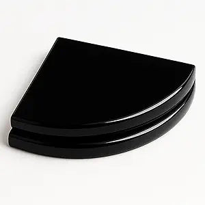 9 Inch Super Black Engineered Marble Corner Shower Shelf Bathroom Caddy, Wall Mounted Shower Shelf, Classic Flatback Design (2)
