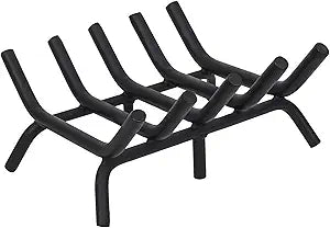 G GOOD GAIN Fireplace Log Grate - 17 inch Firewood Burning Holder Heavy Duty | Fire Log Burning Wrought Iron Rack | Fire Pit Tray for Indoor Chimney Hearth & Outdoor Camping